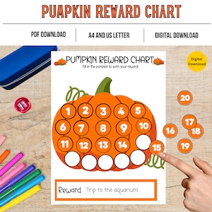 Tabela nagród Pumpkin, Tabela nauki korzystania z nocnika, Tabela zachowań nagradzania dla dzieci, Tabela nagród do wydrukowania dla przedszkolaków, Zachowanie w klasie
