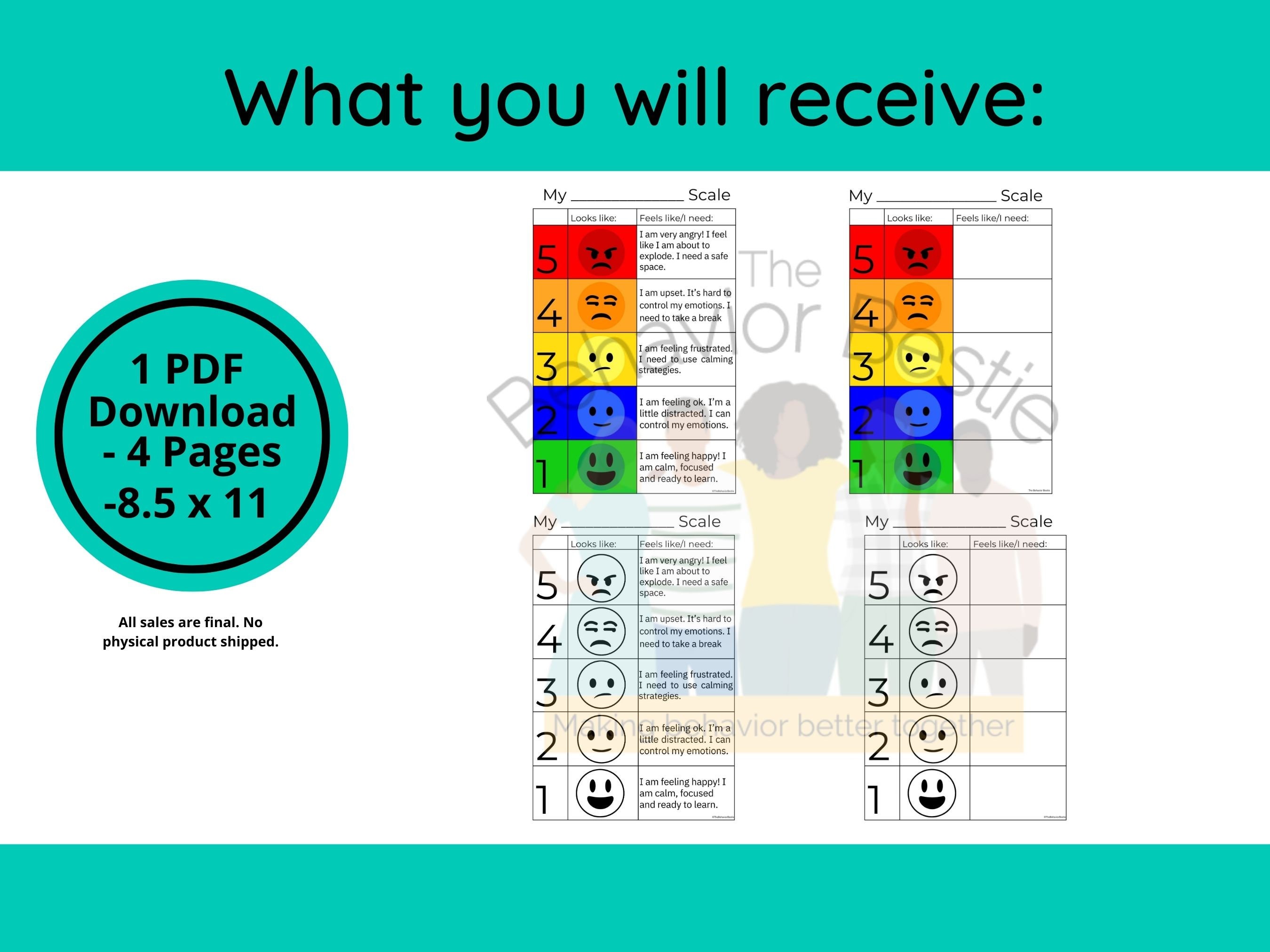 Emoji 5-point Scale: Behavior & Emotions Visual Support (PDF) - Etsy
