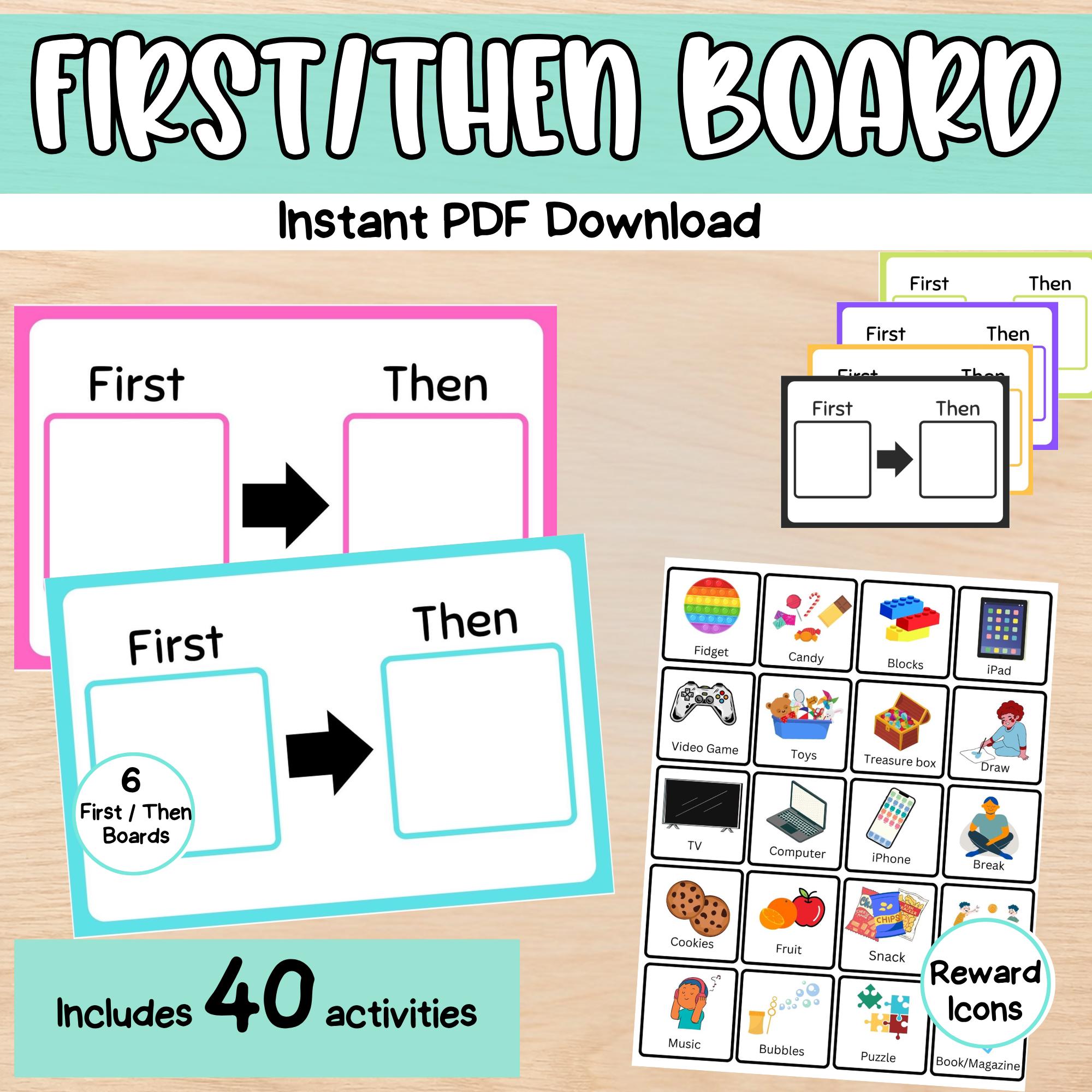 First Then Board: Visual Schedule With Activity Icons (PDF Download ...