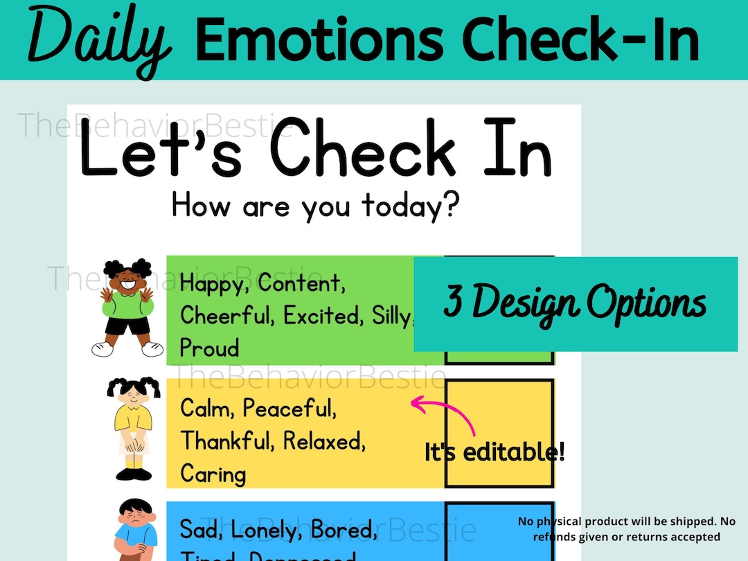 Kids' Emotions Check-in | Digital Feelings Check in | Daily Check-in ...