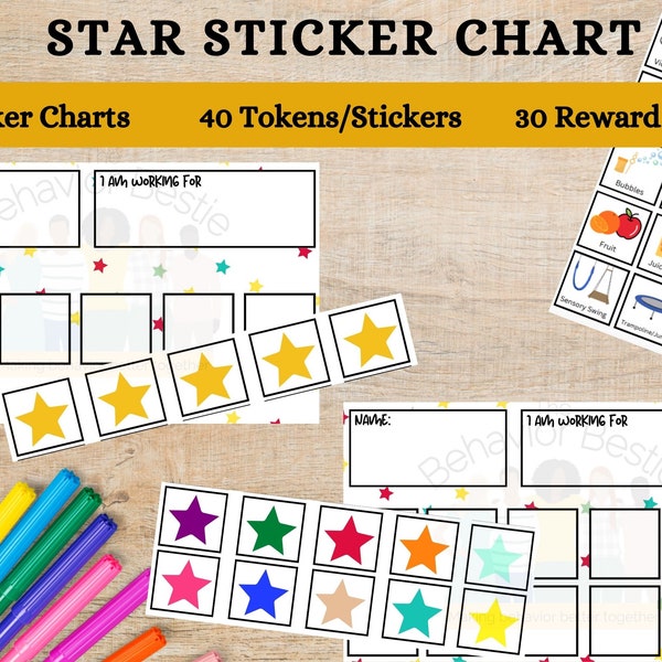 Star Sticker Chart | Star Reward Chart | Printable Star Token Board | Star Behavior Chart | Autism Support | ADHD Support | Kid Reward Chart