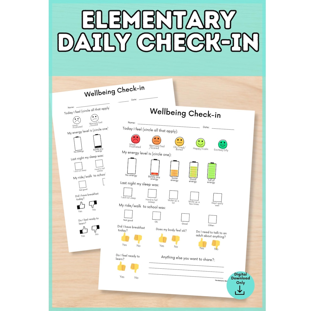 Student Wellbeing Check-in: Daily Emotions Sheet (PDF & PPT) - Etsy