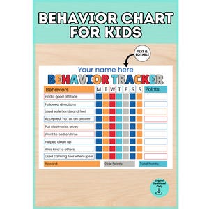 Editable Kids Behavior Chart: Reward Tracker (Digital Download)