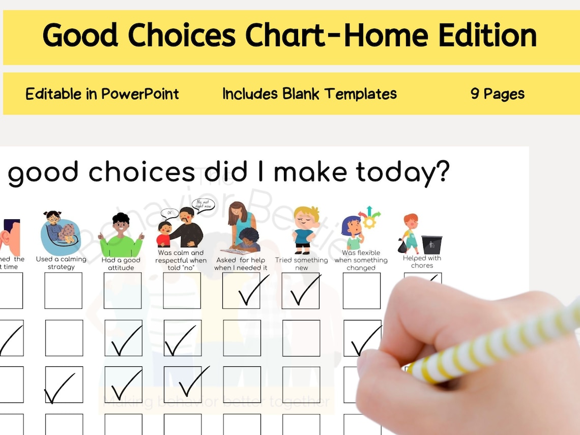 Good Choices Chart for at Home Digital Good Behavior Chart Positive ...