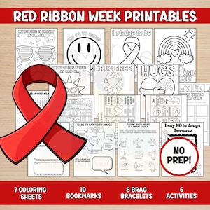 Red Ribbon Week Printables für Lehrer, Sag einfach Nein zu Drogen, Keine Vorbereitung