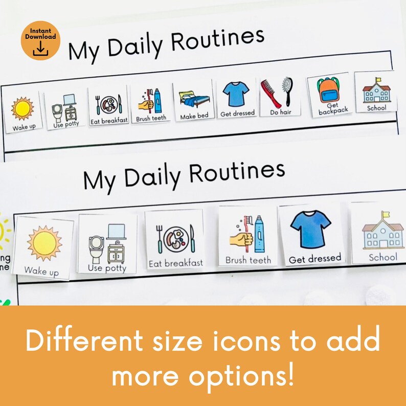 Visual Ld Daily Routine Kids Daily Schedule: Visual Routine Chart With Icons (digital Download ...