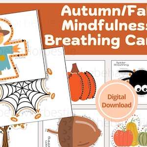 Mindfulness ademhalingskaarten met herfstthema | Mindfulness Ademhalingsactiviteit | DIGITALE kalmerende kaarten | Zelfreguleringsoefeningen | Rustige hoek