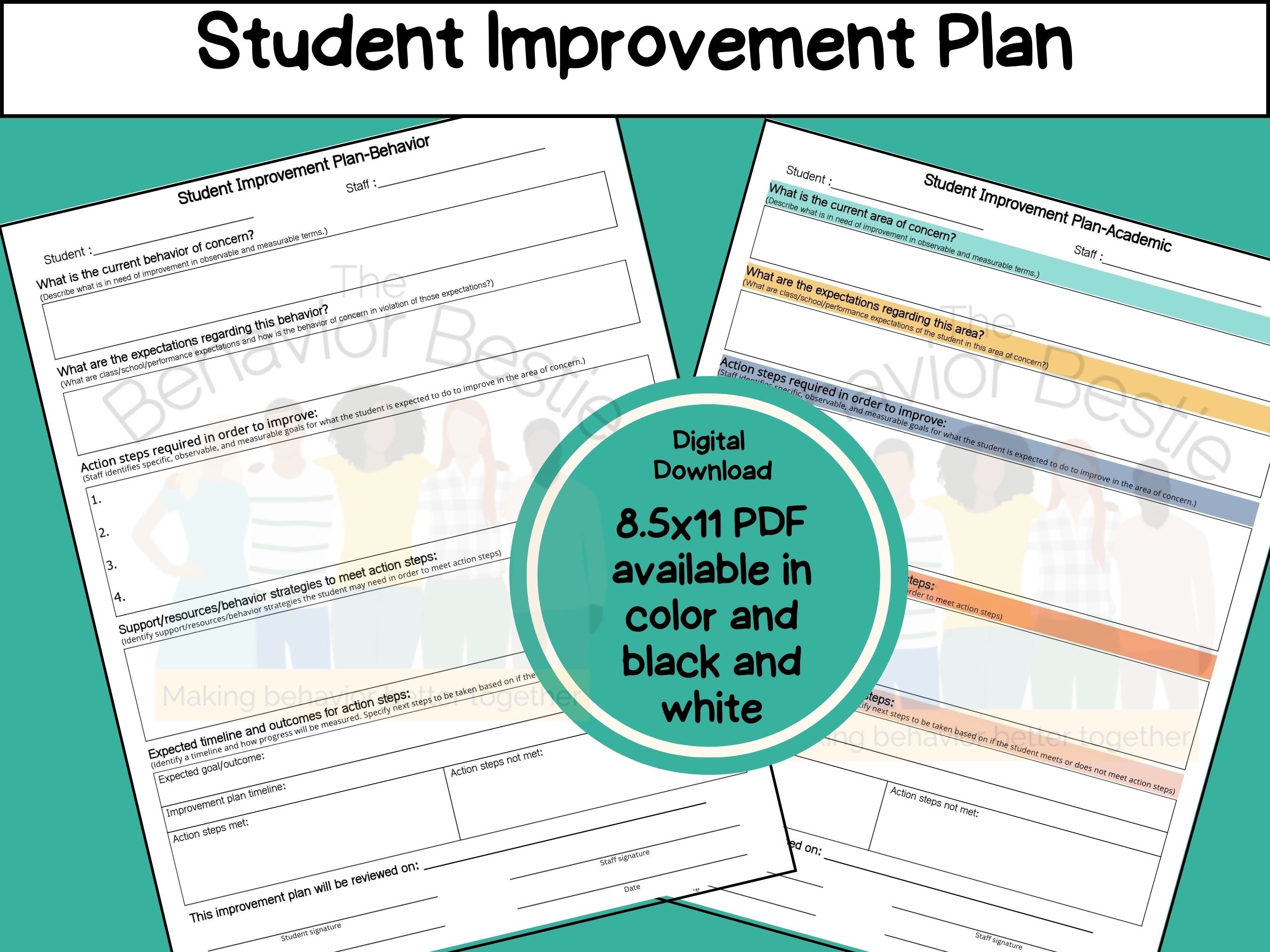 Student Improvement Plan | Student Behavior Plan | Behavior Plan ...