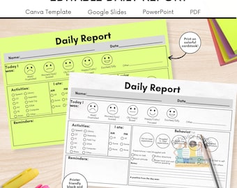 Editable Teacher Daily Report: Parent Communication (PDF Download)