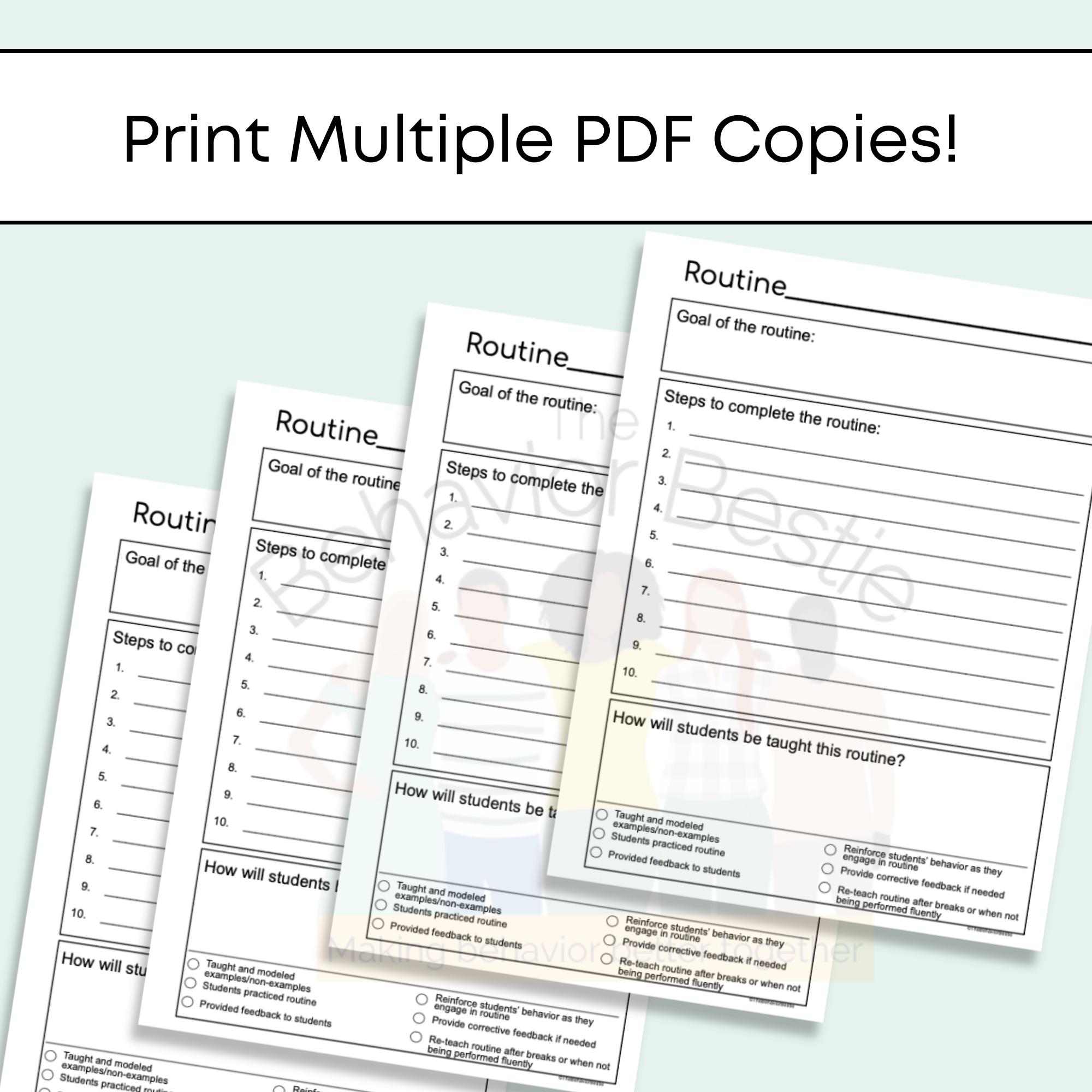 Classroom Routine Planning Form: Editable Templates (digital Download ...