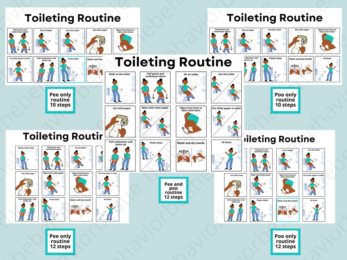 Printable Girl Potty Routine Visual Toileting Routine Bathroom Visual