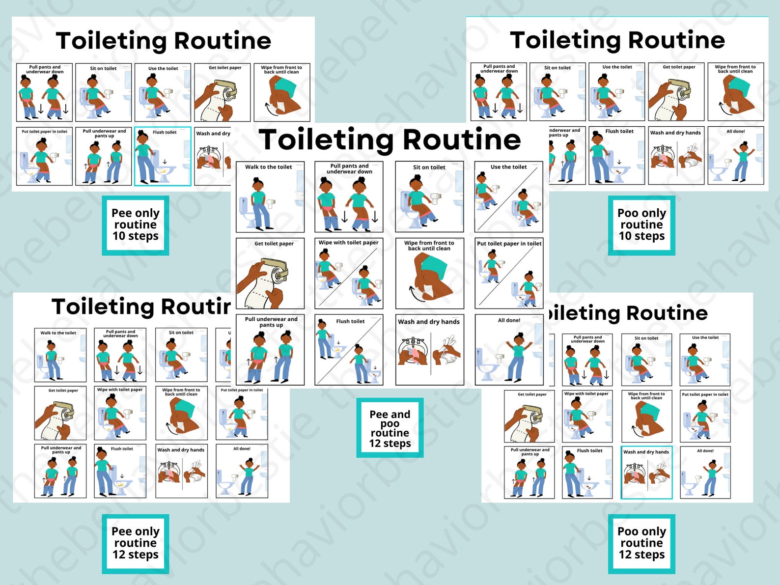 Girl Potty Training Visual: Toileting Routine Chart (digital Download ...