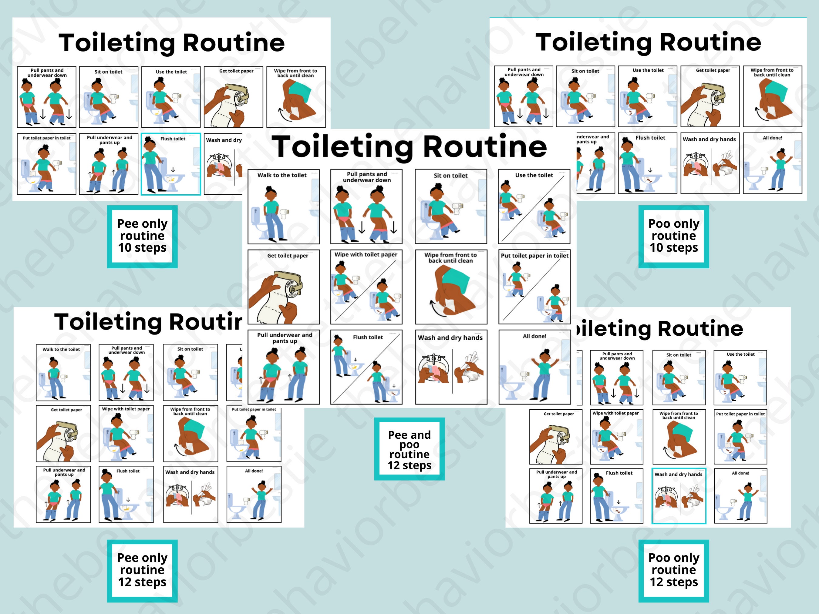 Printable Girl Potty Routine Visual Toileting Routine Bathroom Visual