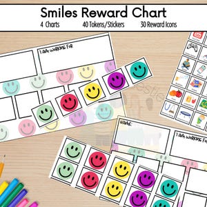 Printable Smiley Face Token Board | Smiley Face Reward Chart | Digital Behavior Chart | Printable Token Board | Student Reward Chart |