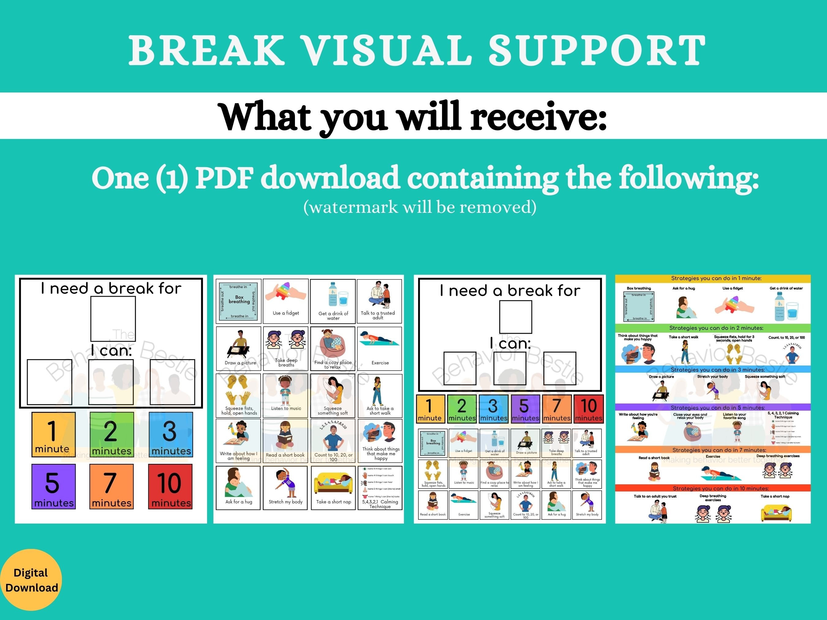 Break visual support i need a break visual break card take a break card