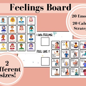Tablero DIGITAL de Sentimientos/Emociones / Gráfico de Sentimientos Portátil / Tablero de Emociones Autismo / Gráfico de Sentimientos del Aprendiz Visual / Regulación Emocional