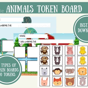 Cute Animals Token Board | Digital Animals Reward Chart | Farm Animals Token Board | Forest Animals Reward Chart | Animal Behavior Chart