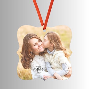 Custom Ornament, Add Photo Personalized Hanging Ornament, Fancy Square Shaped Orn With Ribbon, Single Sided Aluminum Graphic