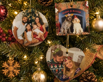 Personalized Porcelain Photo Ornaments – Custom Christmas Keepsake or Special Occasion