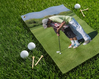 Personalized Golf Towel, Waffle Texture, Custom Photo Design