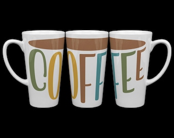 Custom Latte Cup- 16oz Full Wrap Graphic Tall Ceramic Coffee Mug