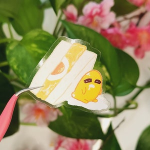 Lazy Tamago egg sando Transparent Vinyl Sticker