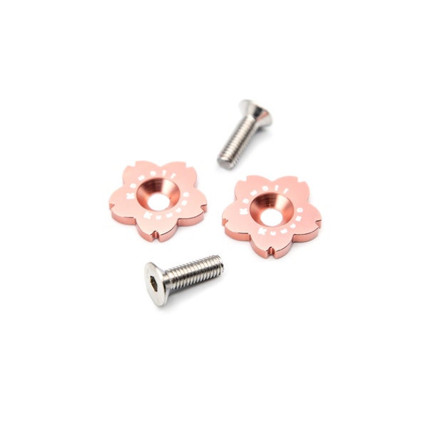 Sakura Cherry Blossom Dress-Up Hardware for car License Plates or Engine Bay ( 2 washers/ 2 bolts)