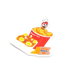 Sticker en vinyle transparent poulet frit abeilles kawaii