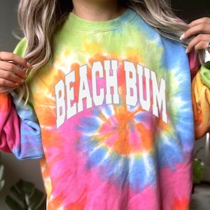 Beach bum crewneck, tie dye crewneck, coconut girl sweater, oversized shirt, tie dye sweatshirt, Unisex Tie-Dye Sweatshirt