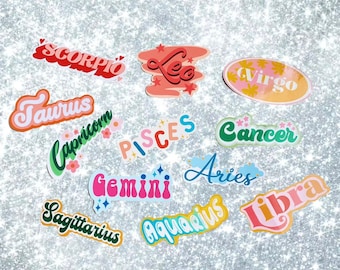 Zodiac Sign Bundle Stickers, zodiac stickers, Cute stickers, Handmade Stickers, Trendy Stickers, Laptop Sticker, Planner Stickers