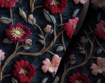 Tapete - Moody Cottagecore Botanisches Wandbild - Wandteppich