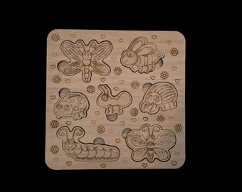 Wooden Bug Puzzle Board: Insect Shape Sorter for Toddlers