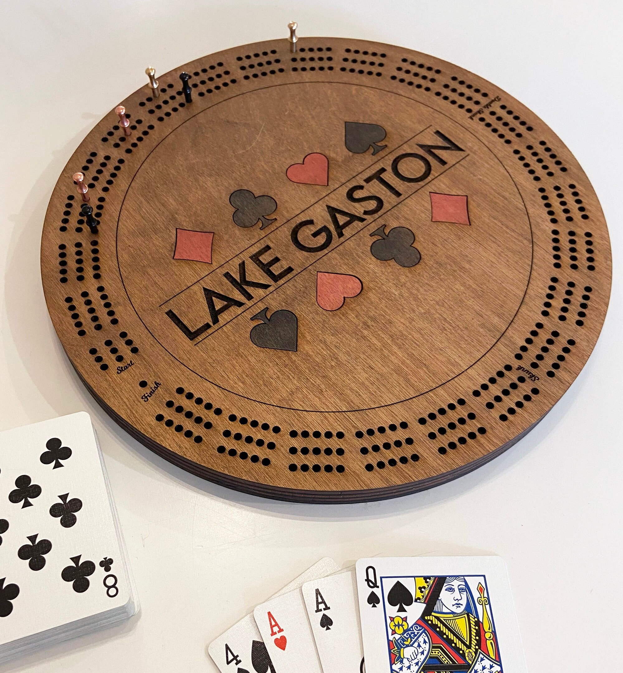 Round Three Track Cribbage Board Etsy