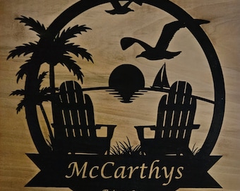 Personalized Beach Chairs Sign