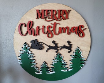 Raised Letter Merry Christmas Santa Wall Hanging