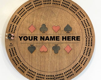 Round Three Track Cribbage Board