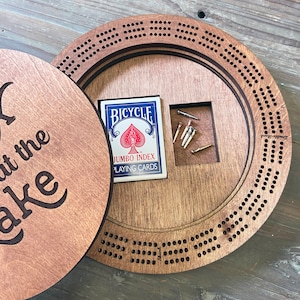 Round Cribbage Board with Storage Compartment