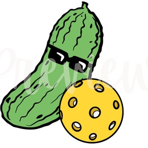 Pickle Clip Art with Pickleball Balls and Paddle for Commercial Use PNG Files