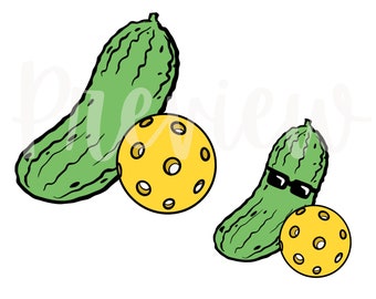 ClipArt divertenti di Pickleball per uso commerciale File PNG Pickle Ball con colori e contorni