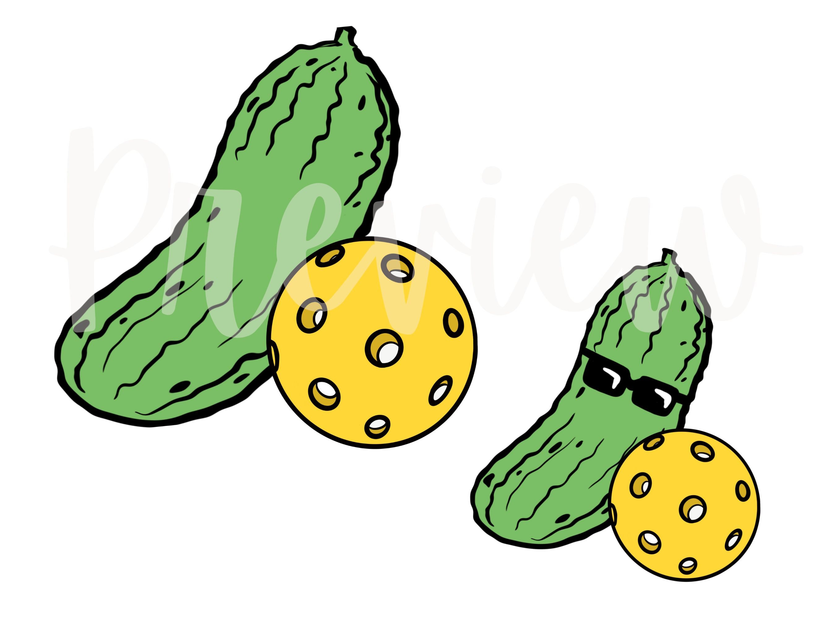 pickle-clip-art-with-pickleball-balls-and-paddle-for-commercial-use-png