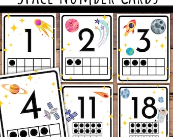 Outer Space Numbers With Ten Frames for Classroom Decor with Space Number Posters 1 to 20 Space Class Decor for Teachers Back to School