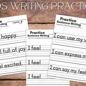 Kids Writing Practice - Writing Journal for Feelings with Emotion Posters, Sentence Starters and Leveled Lined Paper for Teachers & Parents