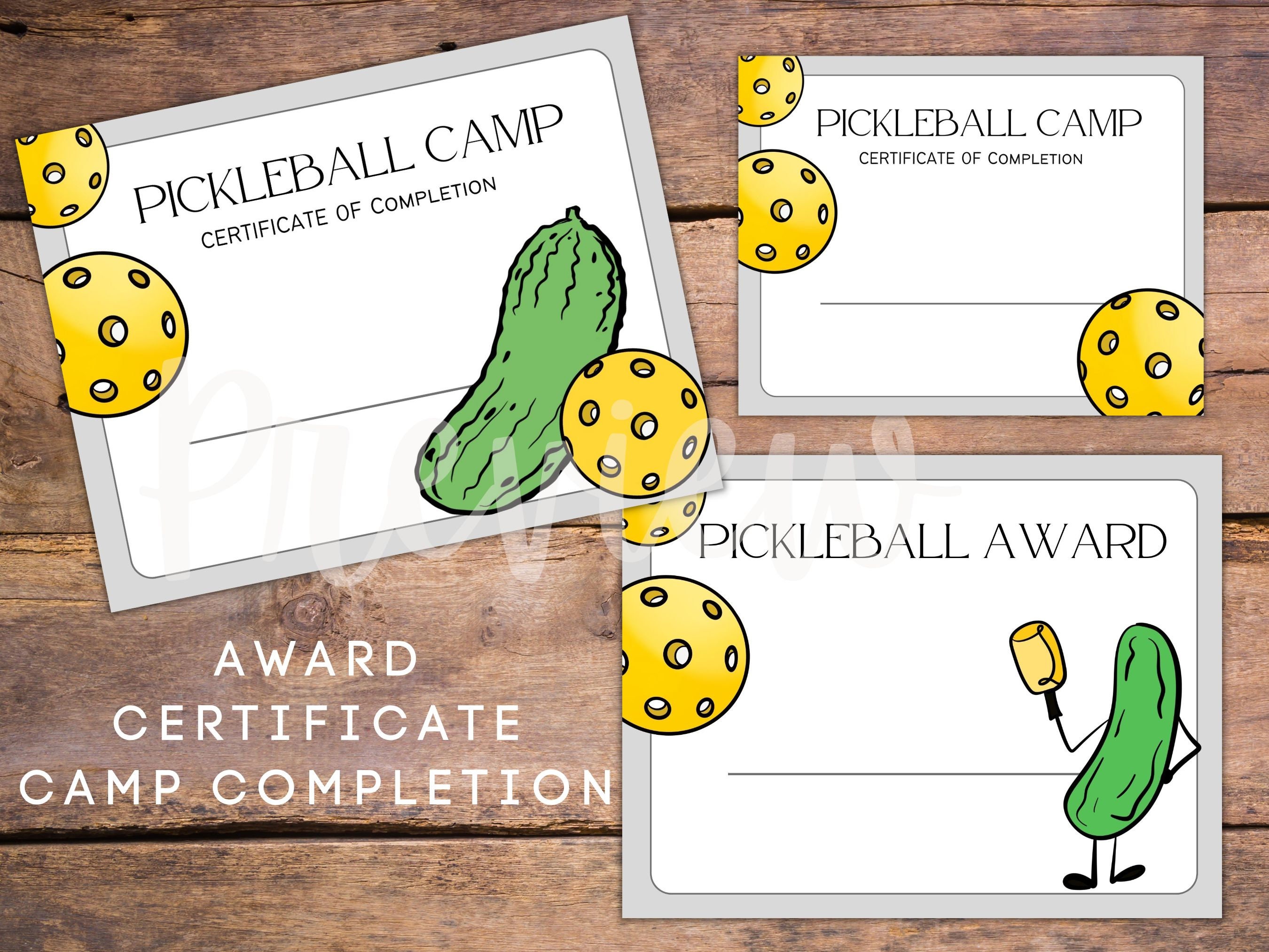 Pickleball Award Bundle With Fancy Certificate or Funny Pickle Players