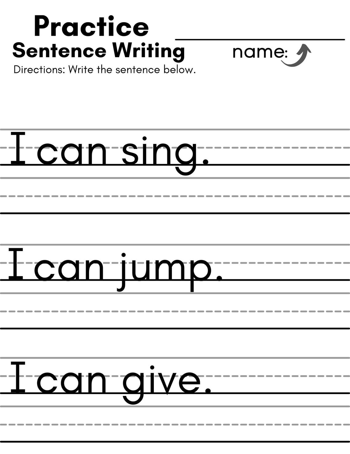 Printable Sentence Worksheets, Affirmation Sentences for K-2nd ELA ...