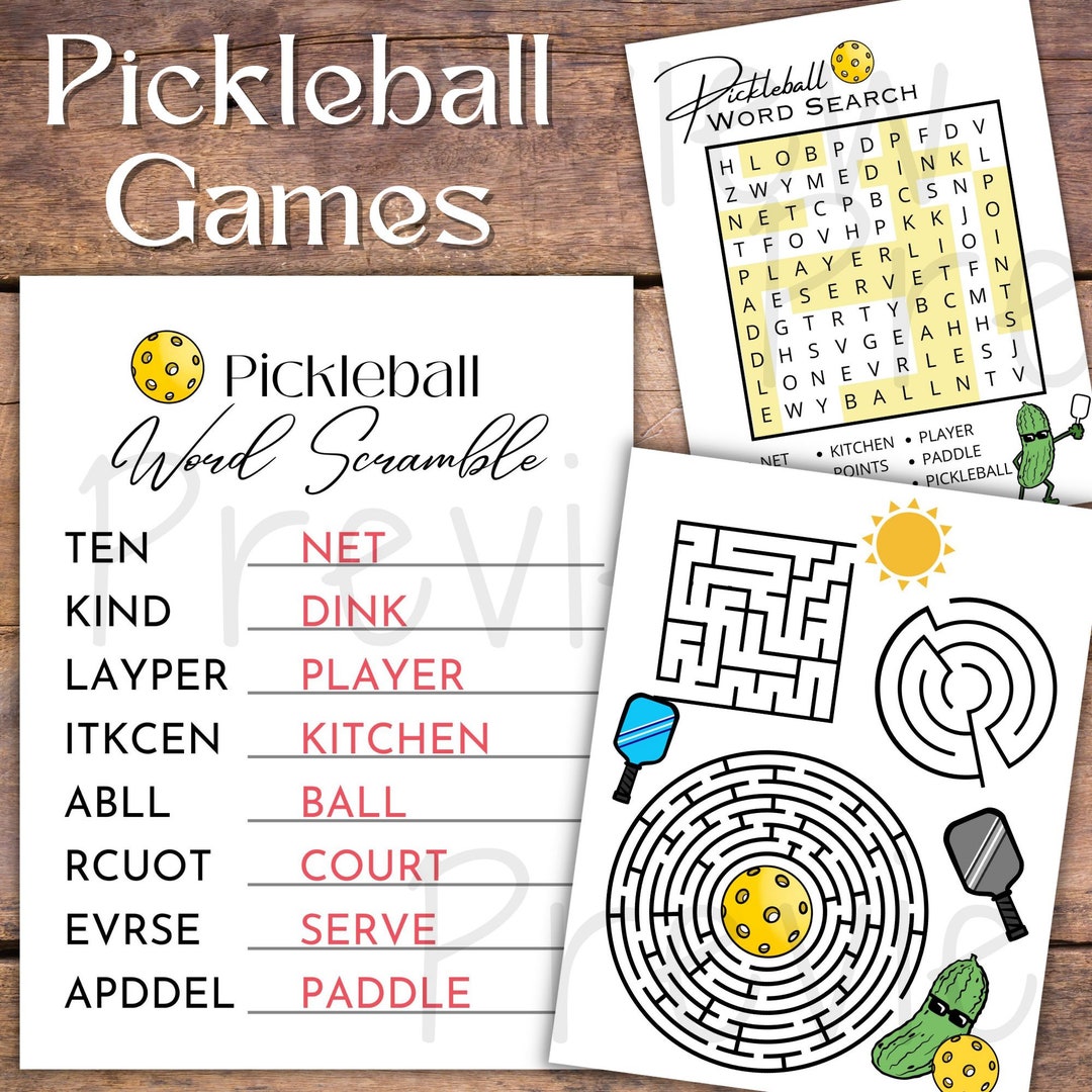Fun Pickleball Game Bundle With Pickleball Word Scramble Etsy