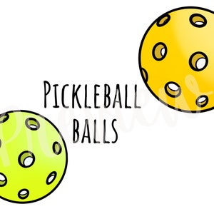 Pickleball Ball and Paddle Clip Art for Commercial Use PNG and SVG Files Pickle Ball Paddles and Balls in Rainbow Colors and Outlines