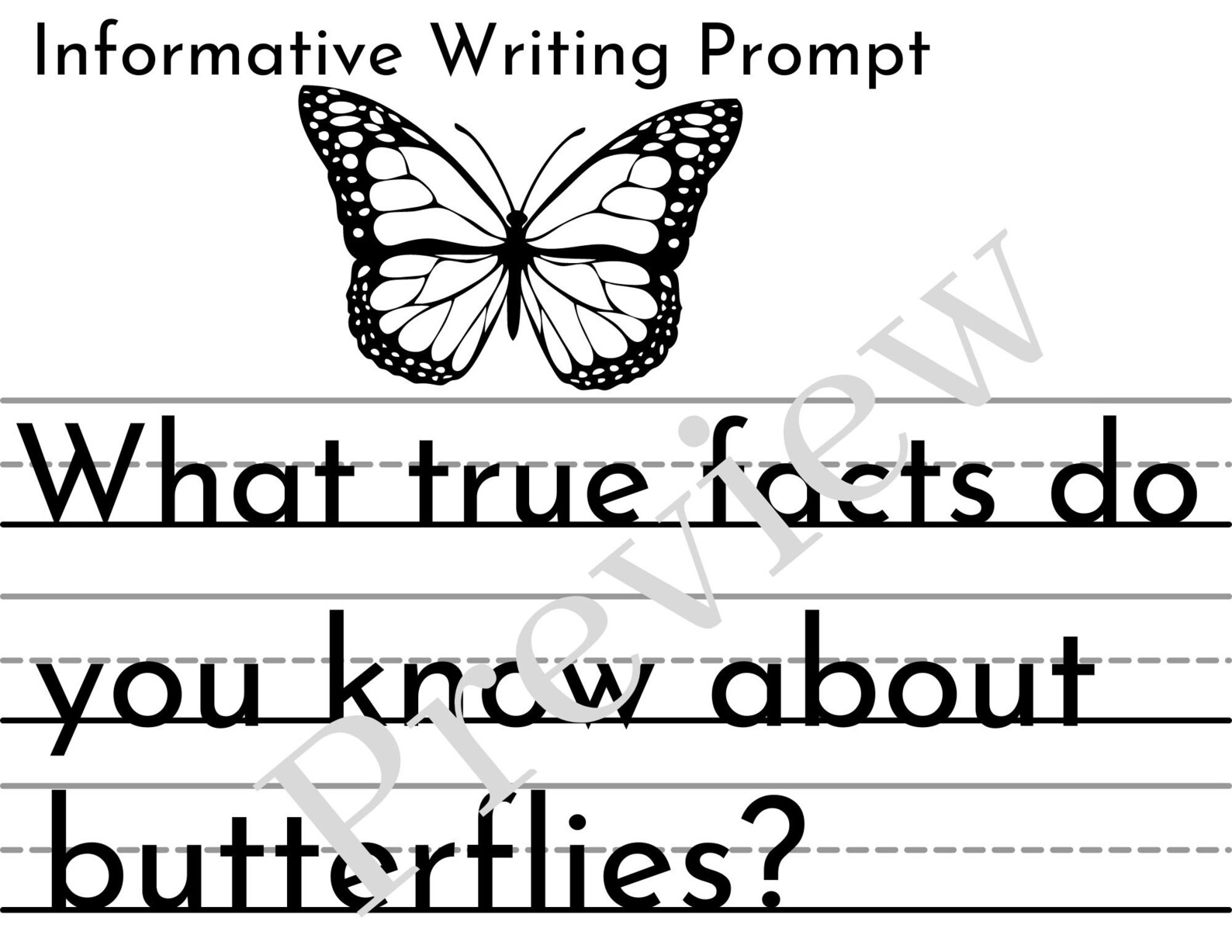 Printable Butterfly Writing Process With Informative Writing Prompt ...