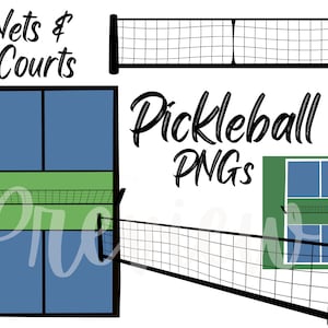 Pickleball Nets and Courts with Black & White Outlines Pickleball Clip Art PNG Files for Commercial Use Sport Court and Net Images