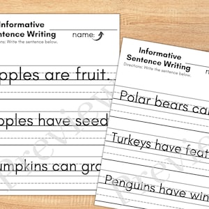 Writing Worksheets for Primary Grades TK, Kindergarten, First Grade for Teachers and Homeschool Parents for Informative Handwriting