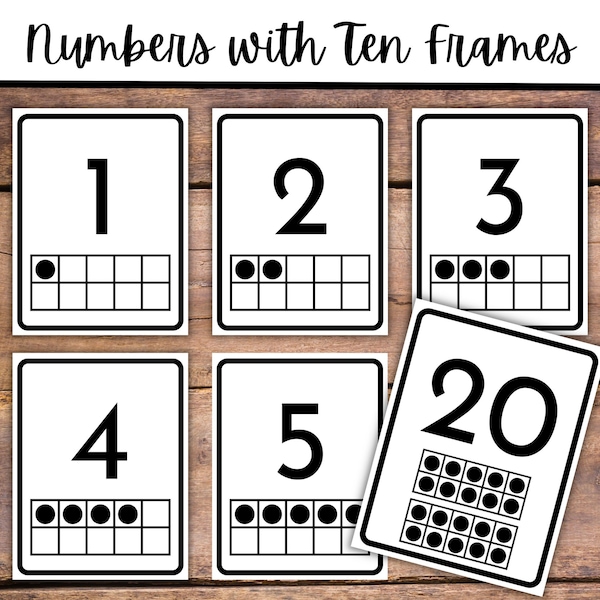 Number Posters With Ten Frames for Classroom Decor with Number Cards 1 to 20 for Class Decor for Teachers Back to School Bulletin Board